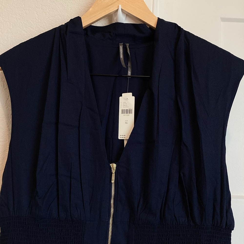 Anthropologie Tommie Zip-Front V-Neck Midi Dress NWT Navy Storm XL - Picture 14 of 14
